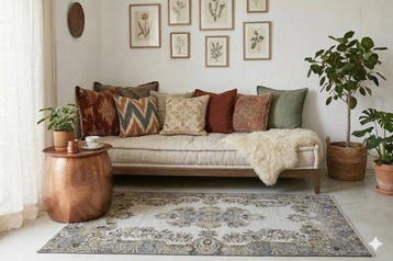 Licht vintage - Vloerkleed - 215 cm - 120 cm - met, Nieuw
