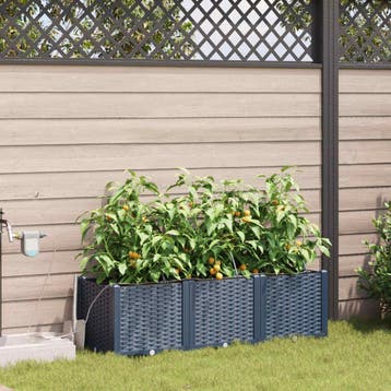 vidaXL Tuin Bloempot 3 st Grijs 120 x 40 x 37,5 cm PP, Verzenden, Nieuw, Minder dan 60 cm