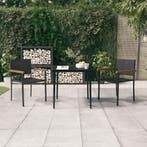 vidaXL 3-delige Tuinset zwart, 2 zitplaatsen, Nieuw, Tuinset, Verzenden