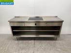RVS Werktafel met inbouw inductie Fornuis 188 cm 400V Horeca, Ophalen of Verzenden, Gebruikt