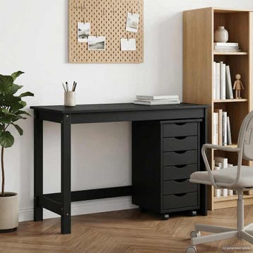 vidaXL Bureau en rollende kast set MOSS 2 st Zwart, Verzenden, Nieuw