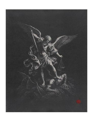 San Michele Vincitore – Afdruk op leer 85,00 × 68,00 cm -