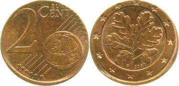 Duitsland Fehlpraegung 2 Cent 2007 auf 1 Cent extrem selten, Verzenden