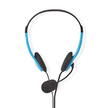 PC headset | Nedis (Microfoon, 2x Jack 3.5 mm, 2.0 m, Blauw), Verzenden, Nieuw