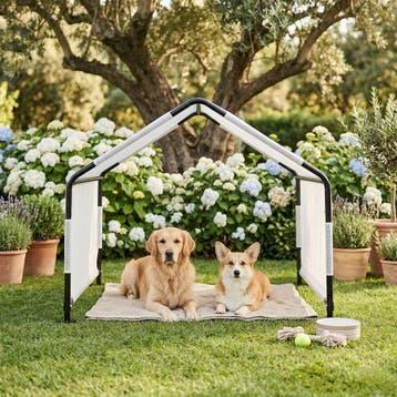Honden tent Valevali 122x122x90 cm zwart en wit [en.casa], Verzenden, Nieuw