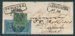 Baden 1853/1858 - zeer zeldzame frankering met hetzelfde, Gestempeld