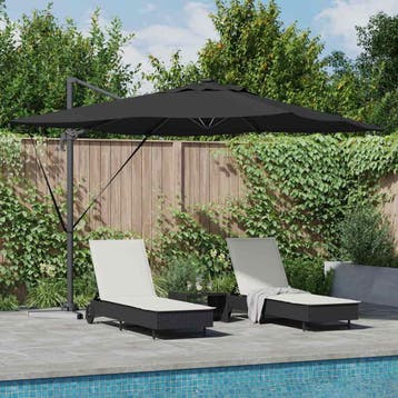 vidaXL Parasol Zwart 286 x 284 x 270 cm Aluminium en, Verzenden, Nieuw, 2 tot 3 meter