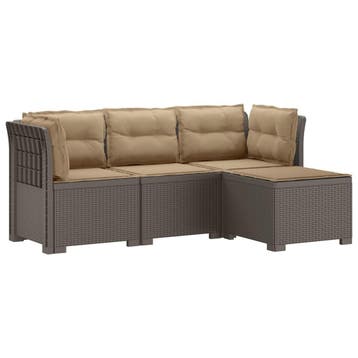 vidaXL 4-Persoons Tuinbank met Kussens Rieten Look PP, Verzenden, Nieuw