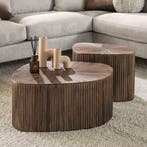 *WOONWINKEL* Teak Salontafelset Met Ribbels, Huis en Inrichting, Tafels | Salontafels, Verzenden, Nieuw