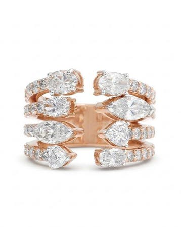 Statement ring - 14 karaat Roségoud - 3.02ct. tw. Diamant