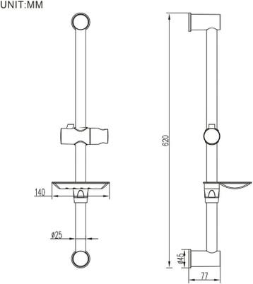 Ibergrif M20802-1 douchestang zonder boren met zeepschaal, Verzenden, Nieuw