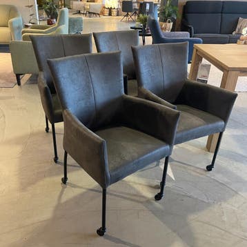 Malonno Armstoel - Set van 4 Antraciet - IN.HOUSE, Nieuw, Ophalen of Verzenden, Vier, Stof