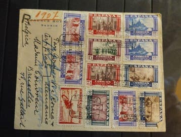 Spanje 1940 - Prachtige envelop uit 1940 met meerdere zegels, Gestempeld