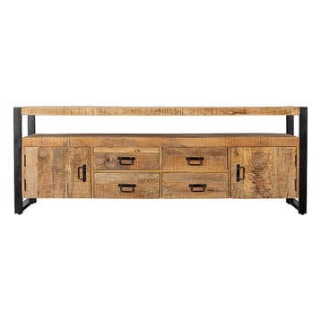 Tv-meubel Mangohout Britt 220 cm, Verzenden, Nieuw, Overige houtsoorten, Industriële meubels