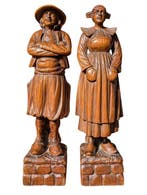 sculptuur, Breton Figures - 35 cm - Hout, Antiek en Kunst