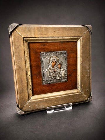 Icoon - Moeder Gods van Kazan - .875 (84 Zolotniki) zilver -
