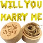 Houten ringendoosje met dekseltje en de tekst Will You Marry, Hobby en Vrije tijd, Verzenden, Nieuw, Versiering, Valentijn of Romantisch