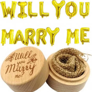 Houten ringendoosje met dekseltje en de tekst Will You Marry, Hobby en Vrije tijd, Verzenden, Nieuw, Versiering, Valentijn of Romantisch