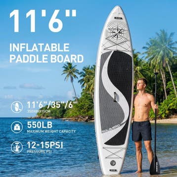 Sup Board - Opblaasbaar Paddle Board - 200 kg - Wit/Zwart -, Verzenden, Zo goed als nieuw