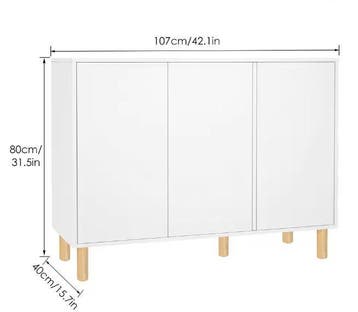 Wit Houten Keukendressoir met 3 Deuren & Houten Poten – 107, Verzenden, Nieuw
