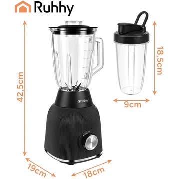 Ruhhy Blender 1200 W met glazen kan, ijsbreker, pulsstand..., Ophalen of Verzenden, Nieuw