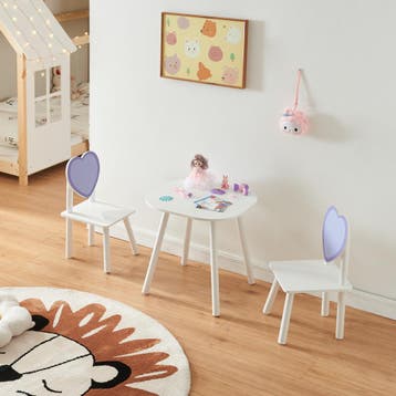 Kindertafel met 2 kinderstoelen Siljan wit en lila [en.casa], Verzenden, Nieuw