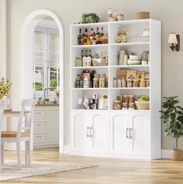 Boekenkast 12 Vakken met 4 Deuren – Staand Opbergrek 185 cm, Huis en Inrichting, Kasten | Boekenkasten, Verzenden, Nieuw
