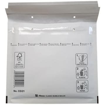 200 Luchtkussenenveloppen CD/21 180x165mm wit Filmar Classic, Verzenden, Nieuw in verpakking