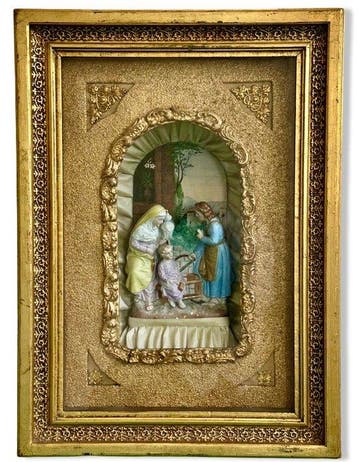 Wanddecoratie - Diorama met muziekdoos - Heilige Familie -
