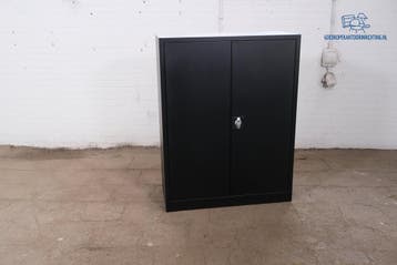 Tweedehands Ronis Draaideurkast Zwart 120 cm 2 Legborden, Verzenden, Gebruikt