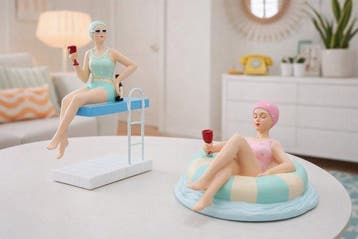 Beeldje - Stijlvolle retro baddames (2) - resin
