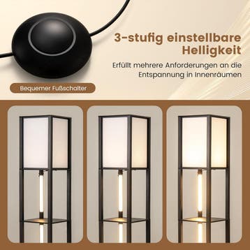 Vloerlamp - Staande lamp - 163 cm - Zwart - COSTWAY, Verzenden, Zo goed als nieuw