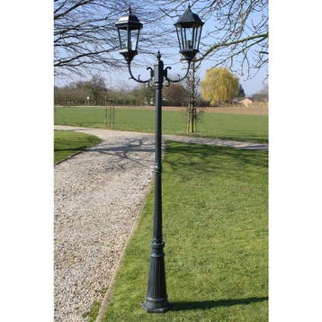 vidaXL Tuinlantaarn met 2 armen 230 cm aluminium, Verzenden, Nieuw, Aluminium, Staande lamp