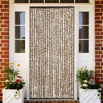 vidaXL Vliegengordijn 100x220 cm chenille beige en bruin, Verzenden, Nieuw, Beige