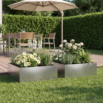 vidaXL Plantenbak 2 st zilver 40 x 40 x 20 cm Roestvrij, Minder dan 30 cm, Verzenden, Minder dan 60 cm, Nieuw
