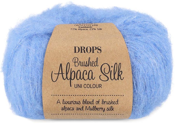 DROPS Brushed Alpaca Silk Uni Colour - 28 oceaanblauw - Wo, Hobby en Vrije tijd, Breien en Haken, Ophalen of Verzenden