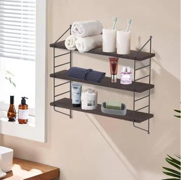 Industrieel Wandrek 3-Lagen –Houten Planken en Metalen Frame, Huis en Inrichting, Kasten | Wandmeubels, Verzenden, Nieuw