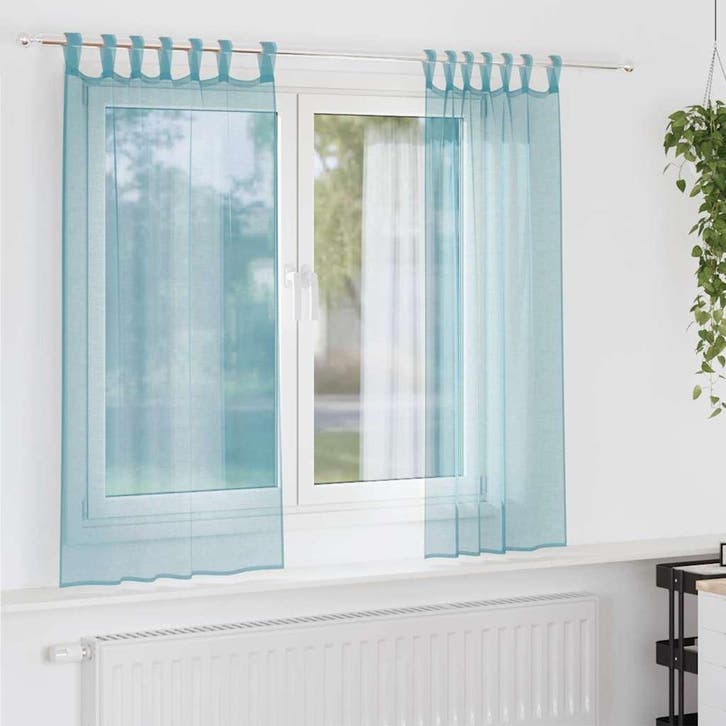 vidaXL Gordijnen voile met lussen 2 st 140x175 cm turkoois, Huis en Inrichting, Stoffering | Gordijnen en Lamellen, Nieuw, Verzenden