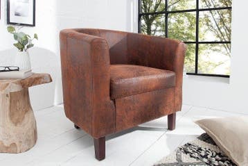 Design loungestoel HEMINGWAY whiskybruin met armleuningen, Ophalen of Verzenden, Nieuw
