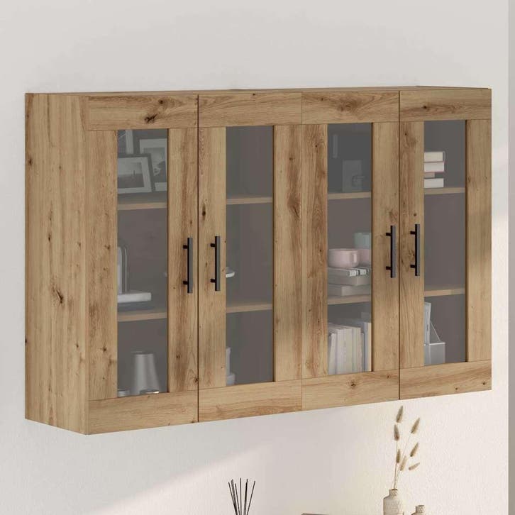 vidaXL Wandgemonteerde Kasten 2 pcs Artisan eik en Zwart, Huis en Inrichting, Kasten | Buffetkasten, Nieuw, Minder dan 50 cm, Overige houtsoorten