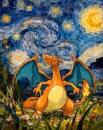 AT9 - [Canvas L] Golden Night Charizard - Van Gogh Tribute, Nieuw
