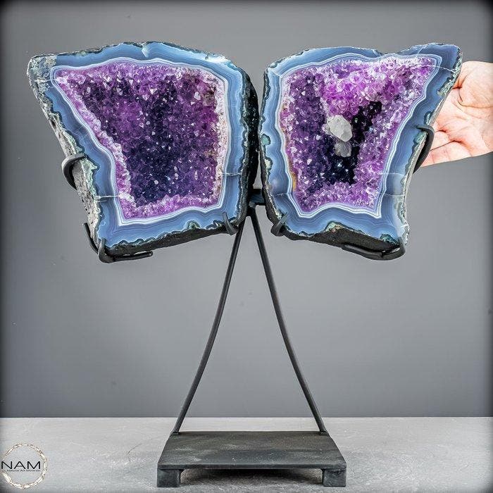 Natuurlijke amethist-vlindervleugeldrusen met, Verzamelen, Mineralen en Fossielen