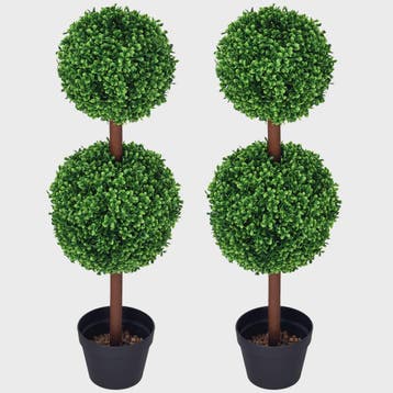 Set van 2 Kunstplanten Buxus Bolvorm 90cm Hoog - Realistisch, Huis en Inrichting, Verzenden, Nieuw