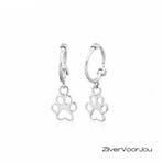 Zilveren kleine huggie pootafdruk oorringetjes, Verzenden, Nieuw, Zilver
