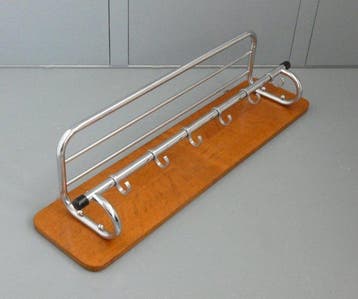 Kapstok - Vintage Wandkapstok - Verchroomd, Hout
