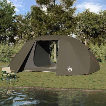 vidaXL Vistent met dak Bruin 514 x 465 x 187 cm Polyester en, Verzenden, Nieuw, Tot en met 2