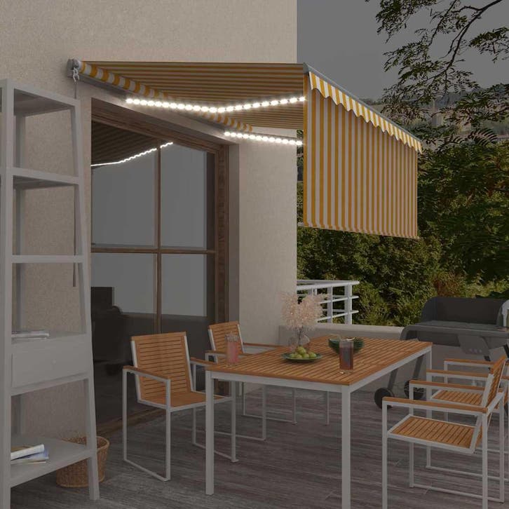 vidaXL Luifel handmatig uittrekbaar rolgordijn LED 3,5x2,5 m, Tuin en Terras, Zonneschermen, Nieuw, Verzenden