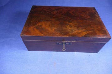 Kist - Gefineerd hout, Leder - Antieke schrijfkist