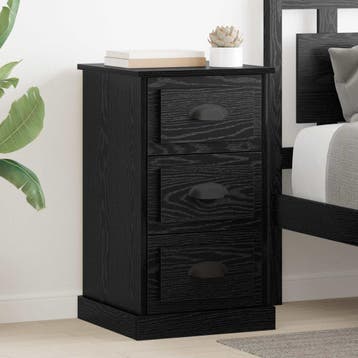 vidaXL Nachtkastje Zwart Eiken 39 x 39 x 67,5 cm Bewerkt, Minder dan 45 cm, Verzenden, Nieuw, 55 tot 70 cm