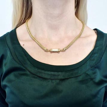 Exclusief gouden vossenstaart schakelcollier (Ketting), Ophalen of Verzenden, Gebruikt, Goud, Goud